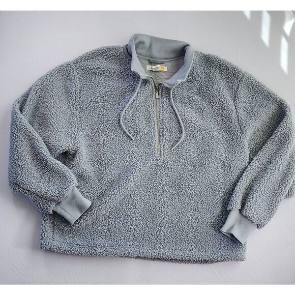 CC California Sweatshirt Womens Large Blue Grey Fleece Long Sleeve Cozy Chic - Picture 1 of 9